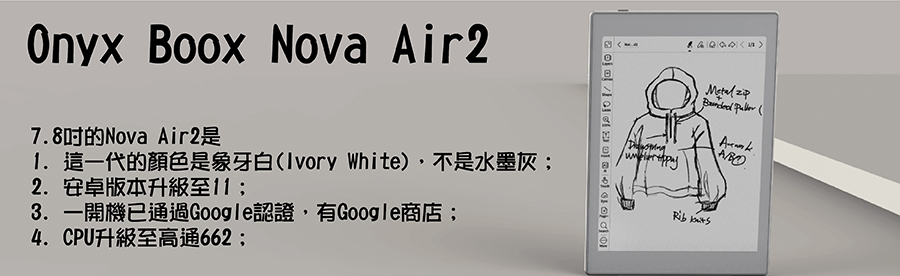 Onyx Boox Nova air2 象牙白新機身 Android11 高通662